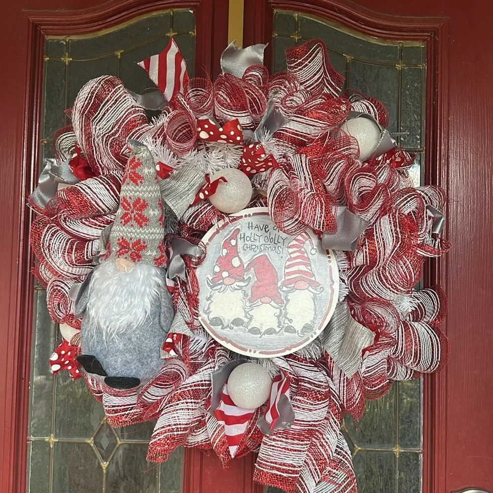 Holly Jolly Christian Gnome XL Wreath